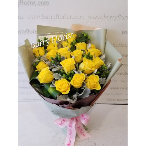 BOU 0148  20支進口黃玫瑰+配花